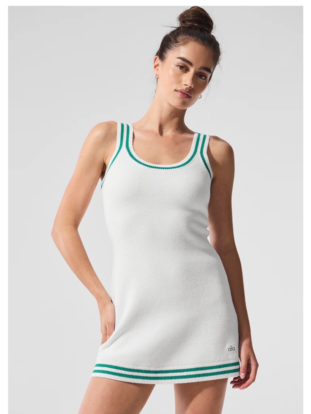 ALO Yoga Tennis Club Sweater Knit Dress green white